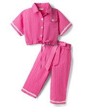 Load image into Gallery viewer, Solid Collared Lace Top and Pant Co-ord Set