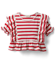 Load image into Gallery viewer, Cotton Striped Frilled Top and Solid Pant Set
