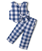 Load image into Gallery viewer, Checkered Jacket and Pant Co-ord Set - Blue