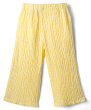 Load image into Gallery viewer, Cotton Textured Fabric Top Pant Co-ord Set with Lace - Yellow