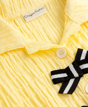 Load image into Gallery viewer, Cotton Textured Fabric Top Pant Co-ord Set with Lace - Yellow
