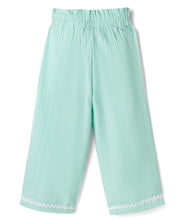 Load image into Gallery viewer, Textured Knotted Top Pant Co-ord Set with Lace Detailing - Sea Green