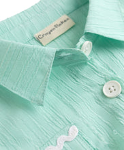 Load image into Gallery viewer, Textured Knotted Top Pant Co-ord Set with Lace Detailing - Sea Green