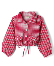 Load image into Gallery viewer, Cotton Checkered Knotted Top Pant Co-ord Set - Magenta