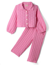 Load image into Gallery viewer, Textured Fabric Solid Collar Top Pant Co-ord Set - Pink