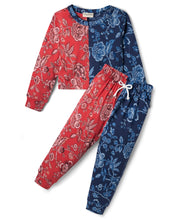 Load image into Gallery viewer, Cotton Color Block Floral Printed Top Jogger Set - Pink