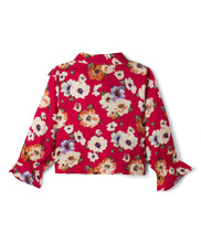 Load image into Gallery viewer, Floral Printed Frilled Top Textured Pant Set - Magenta