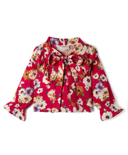 Load image into Gallery viewer, Floral Printed Frilled Top Textured Pant Set - Magenta