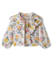 Load image into Gallery viewer, Floral Printed Frilled Top Textured Pant Set - Offwhite