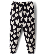 Load image into Gallery viewer, Cotton Hearts Printed Frilled Top Jogger Co-ord Set - Black