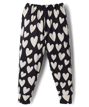 Load image into Gallery viewer, Cotton Hearts Printed Frilled Top Jogger Co-ord Set - Black