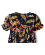 Load image into Gallery viewer, Cotton Floral Printed Frilled Top Pant Co-ord Set - Navy