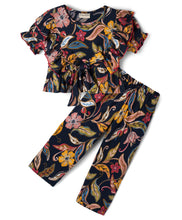Load image into Gallery viewer, Cotton Floral Printed Frilled Top Pant Co-ord Set - Navy