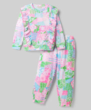 Load image into Gallery viewer, Cotton Floral Printed Frilled Top Pant Co-ord Set - Offwhite