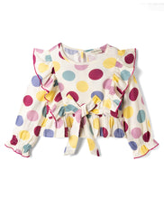 Load image into Gallery viewer, Frilled Polka Printed Top and Waffle Culotte Set