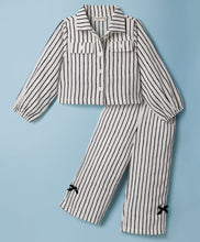 Load image into Gallery viewer, Textured Fabric Stripes Top and Culotte Co-ord Set