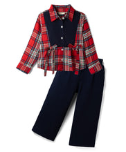 Load image into Gallery viewer, Woven Checkered Collared Top and Waffle Culotte Set