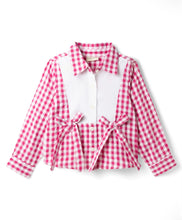 Load image into Gallery viewer, Cotton Checkered Collared Top Waffle Culotte Co-ord Set