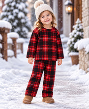 Load image into Gallery viewer, Polar Fleece Checkered Sweatshirt and Pant Co-ord Set
