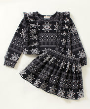 Load image into Gallery viewer, Jacquard with Frill Polar Fleece Top Skirt Set