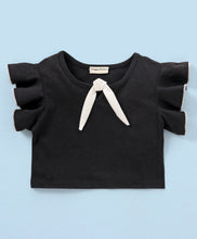 Load image into Gallery viewer, Frilled Sleeves Top Belted Hearts Shorts Set