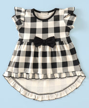 Load image into Gallery viewer, Checkered Frill with Bow Top Shorts Set
