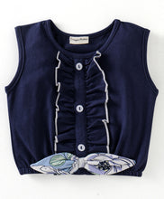 Load image into Gallery viewer, Frilled Solid Bow Top and Floral Skirt Set