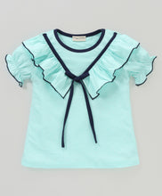 Load image into Gallery viewer, Polka V shape Frill with Bow Top Short Set