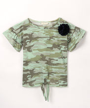 Load image into Gallery viewer, Camouflage Frill Knotted Top Short Set