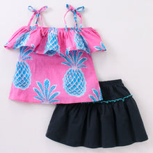 Load image into Gallery viewer, Pineapple Frill and Strap Top Skirt Set