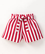 Load image into Gallery viewer, Polka Frilled Top Striped Belted Short Set