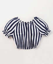 Load image into Gallery viewer, Striped Off Shoulder Top Belted Short Co ord Set