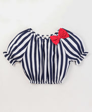 Load image into Gallery viewer, Striped Off Shoulder Top Belted Short Co ord Set
