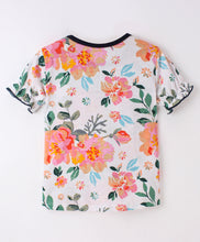 Load image into Gallery viewer, Floral V shape Frill with Bow Top Short Set