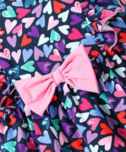 Load image into Gallery viewer, Hearts Printed Bow Frilled Top Short Set