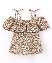 Load image into Gallery viewer, Animal Print Off shoulder Top Frilled Short Set