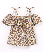 Load image into Gallery viewer, Animal Print Off shoulder Top Frilled Short Set
