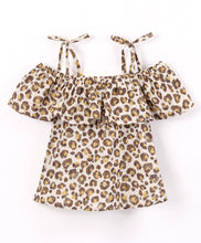 Load image into Gallery viewer, Animal Print Off shoulder Top Frilled Short Set
