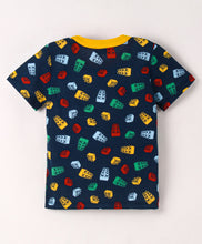 Load image into Gallery viewer, Blocks Printed Tshirt Short Set - Navy
