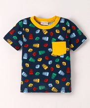 Load image into Gallery viewer, Blocks Printed Tshirt Short Set - Navy
