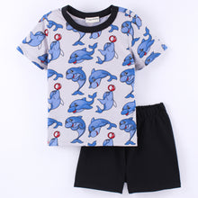 Load image into Gallery viewer, Dolphins Printed Tshirt Short Set
