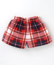 Load image into Gallery viewer, Solid V shape Frill Top Checkered Short Set