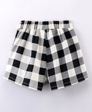 Load image into Gallery viewer, Solid Frilled Top Checkered Wrap Short Set