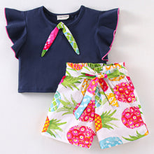 Load image into Gallery viewer, Solid Frilled Top Pineapple Wrap Short Set