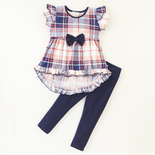 Load image into Gallery viewer, Checkered High Low Frilled Top Leggings Set