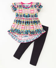 Load image into Gallery viewer, Jacquard High Low Frilled Top Leggings Set