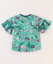 Load image into Gallery viewer, Floral Frilled Sleeves Top Leggings Set
