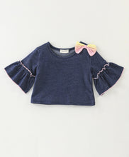 Load image into Gallery viewer, Solid Frilled Sleeves Top Plazzo Set