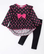 Load image into Gallery viewer, Hearts Frilled High Low Top Leggings Set