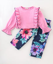 Load image into Gallery viewer, Frilled Top with Floral Palazzo Set